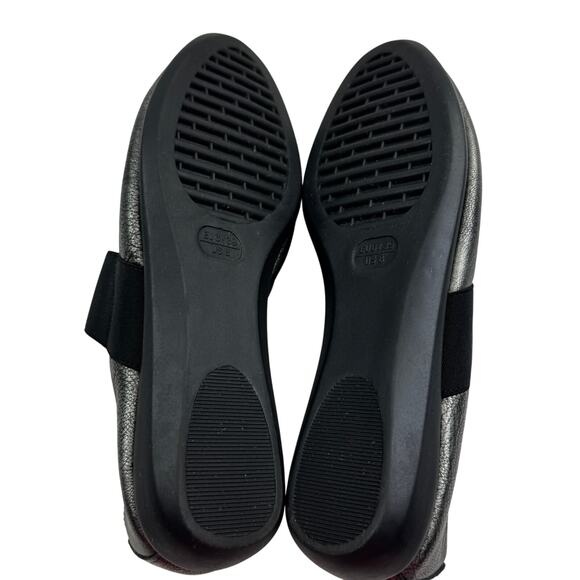 The Flexx Metallic Gunmetal Gray Leather Mary Jane Comfort Shoes Women's Size 8 - Picture 7 of 8